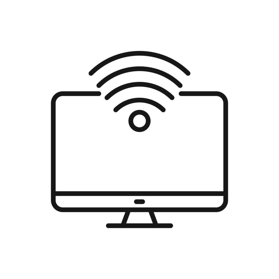Editable Icon of Computer Wireless Connection, Vector illustration isolated on white background. using for Presentation, website or mobile app