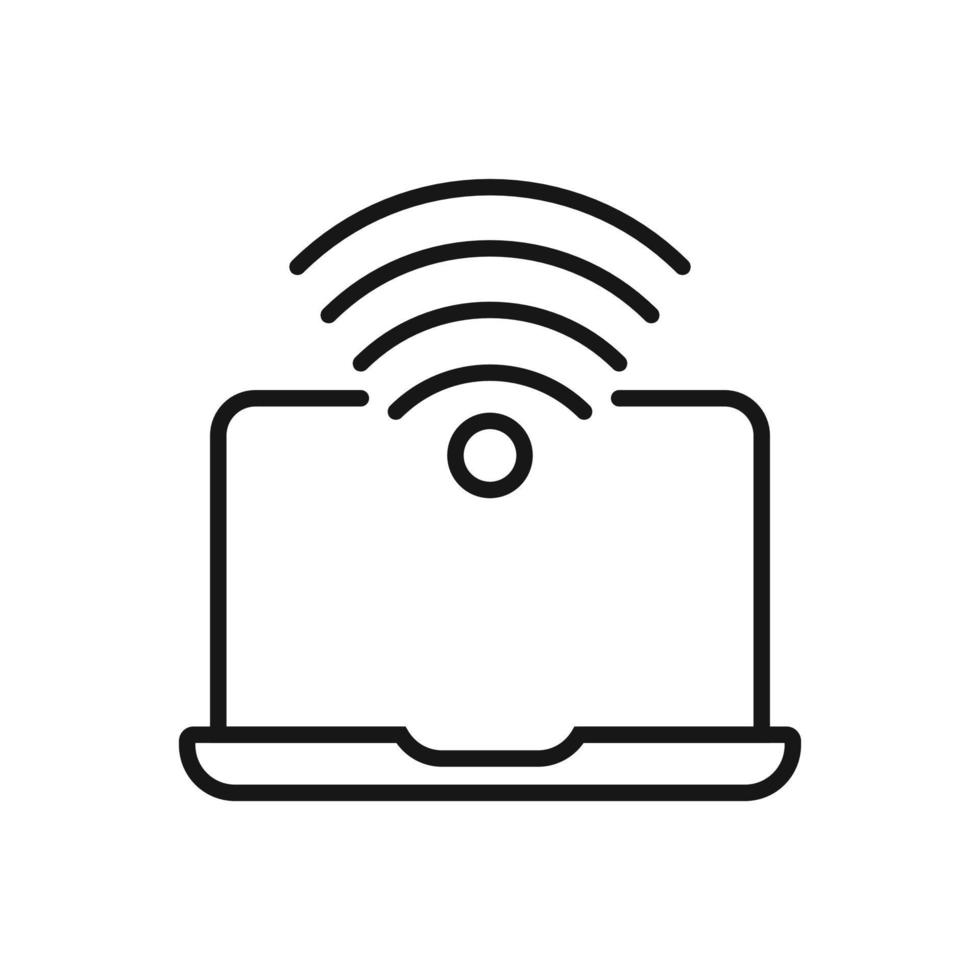 Editable Icon of Laptop Wireless Connection,Vector illustration isolated on white background. using for Presentation, website or mobile app vector