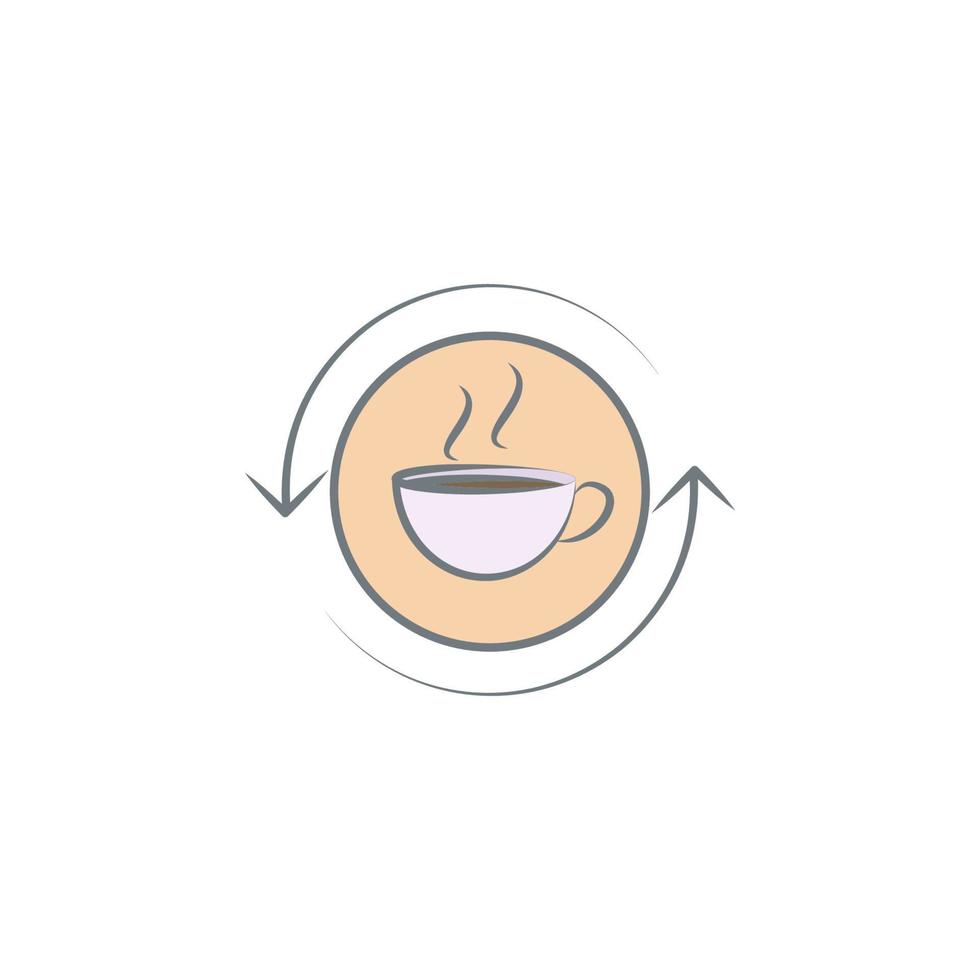 cup of coffee and arrow colored vector icon