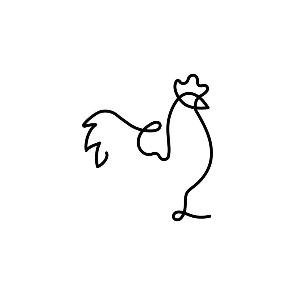 Rooster one line vector icon