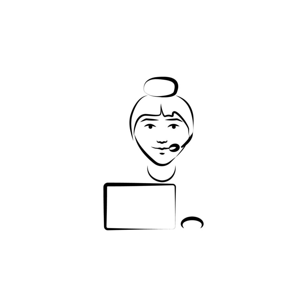 call center avatar sketch style vector icon