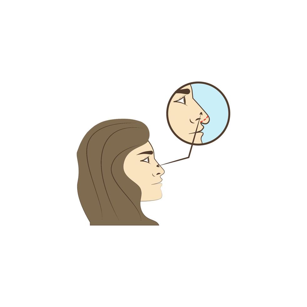 surgery correcting nose colored vector icon