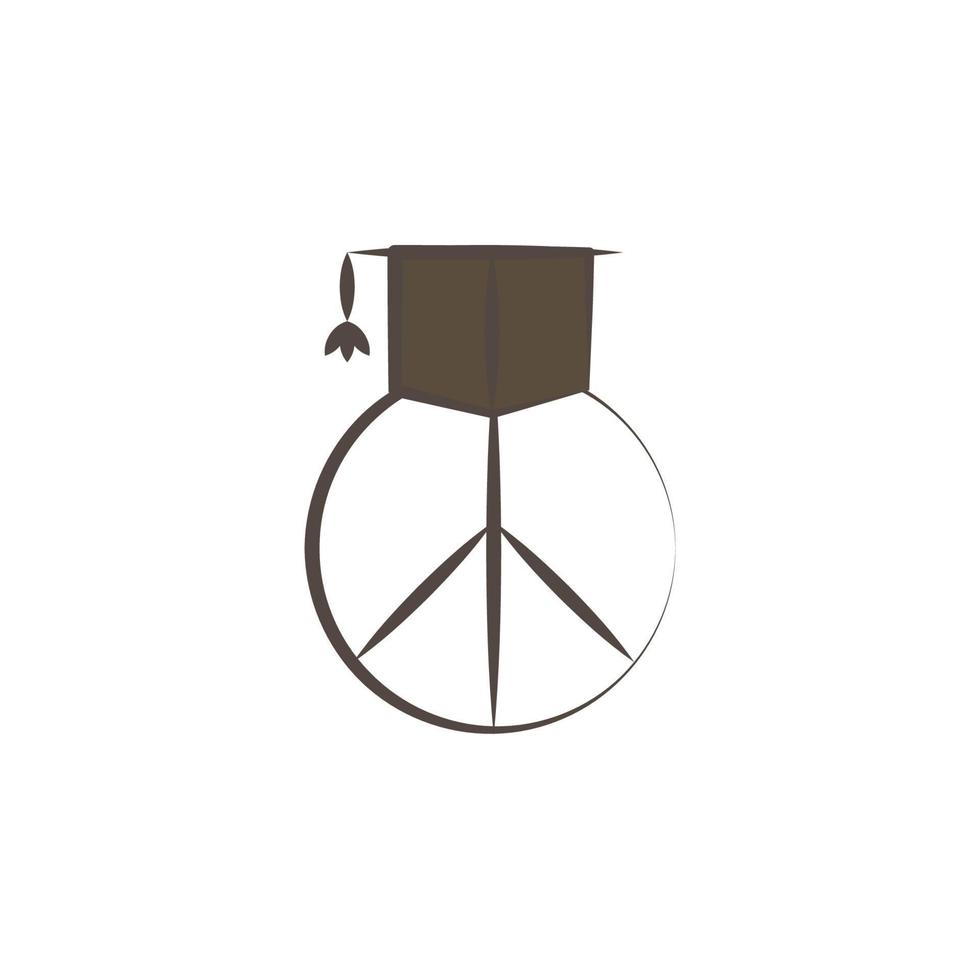 graduate cap and peace sign sketch style vector icon