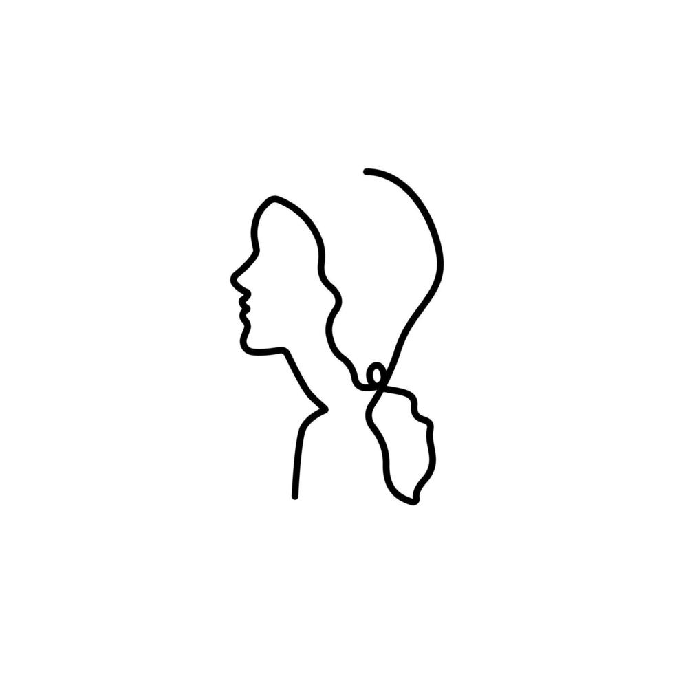 one line, face, woman vector icon