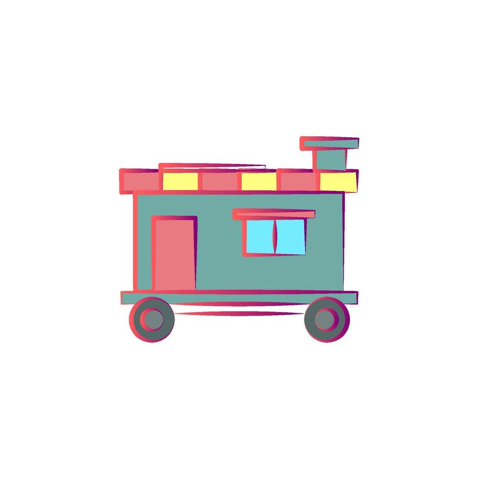 circo casa en ruedas de colores vector icono