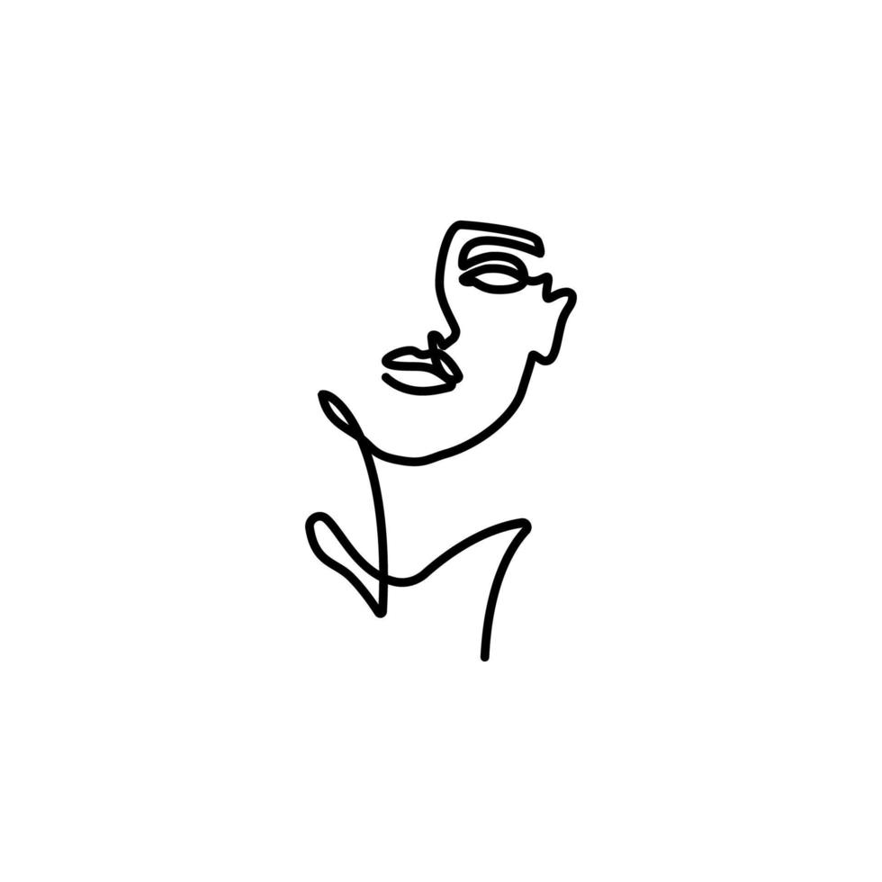 one line, face, woman vector icon