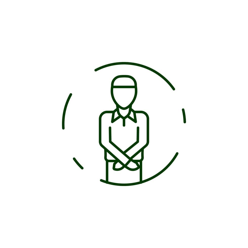 Muslim man prayer qiyam vector icon