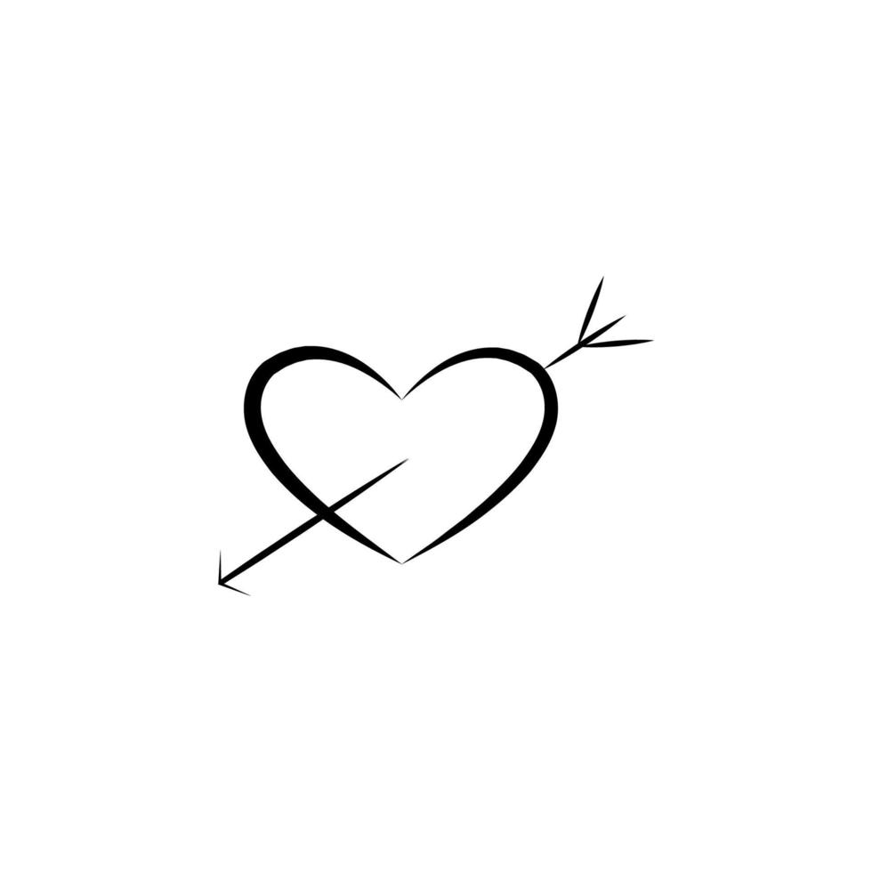 heart pierced with arrow sketch vector icon