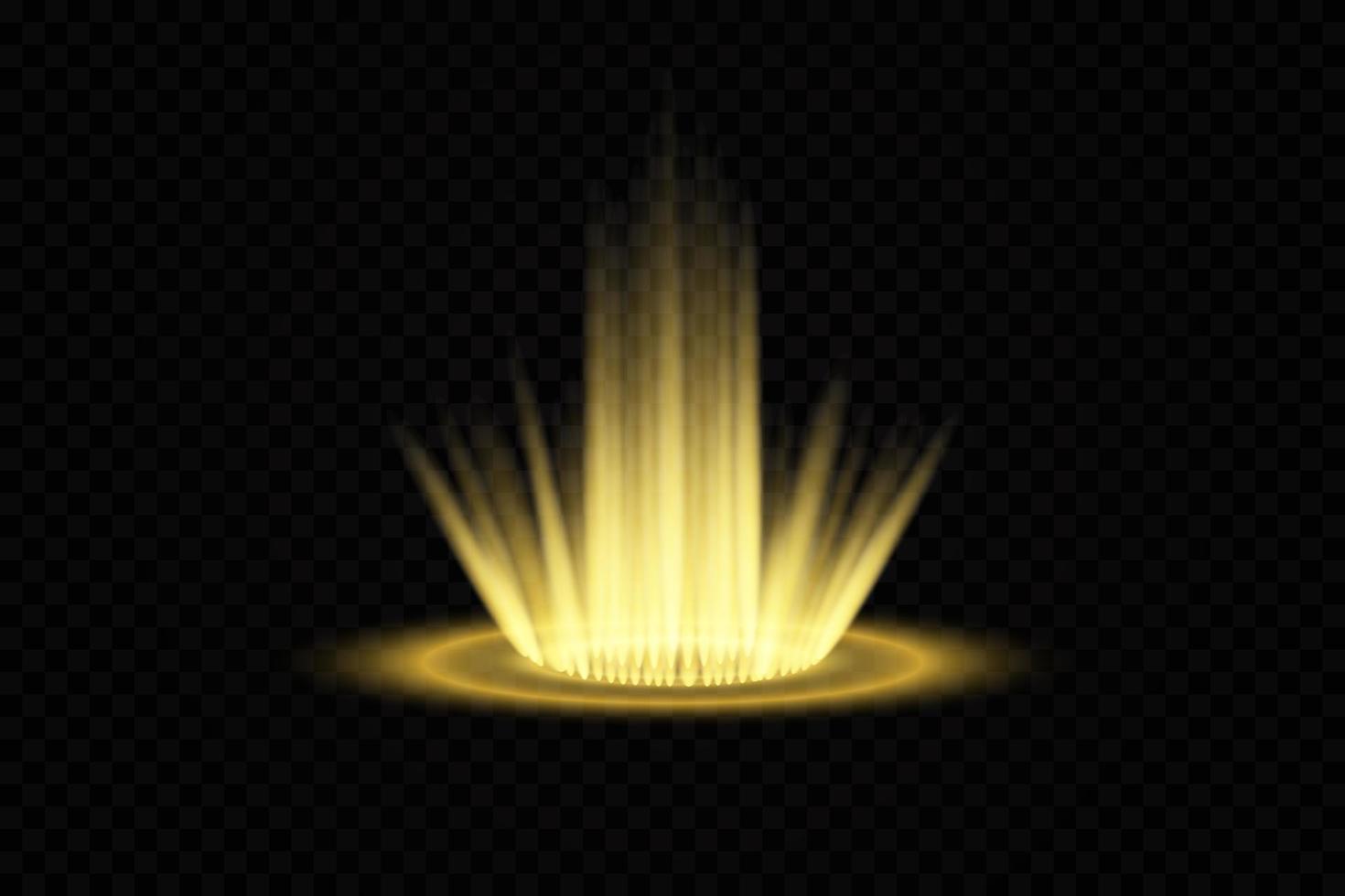 Yellow magic portal. Futuristic teleport. light effect. Blue candles beams of a night scene with sparks. Empty podium light effect. Disco dance floor. vector