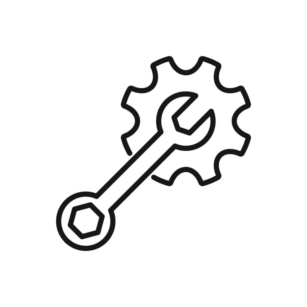 Editable Icon of Wrench and Cogwheel, Setup or Settings Icon, Vector illustration isolated on white background. using for Presentation, website or mobile app