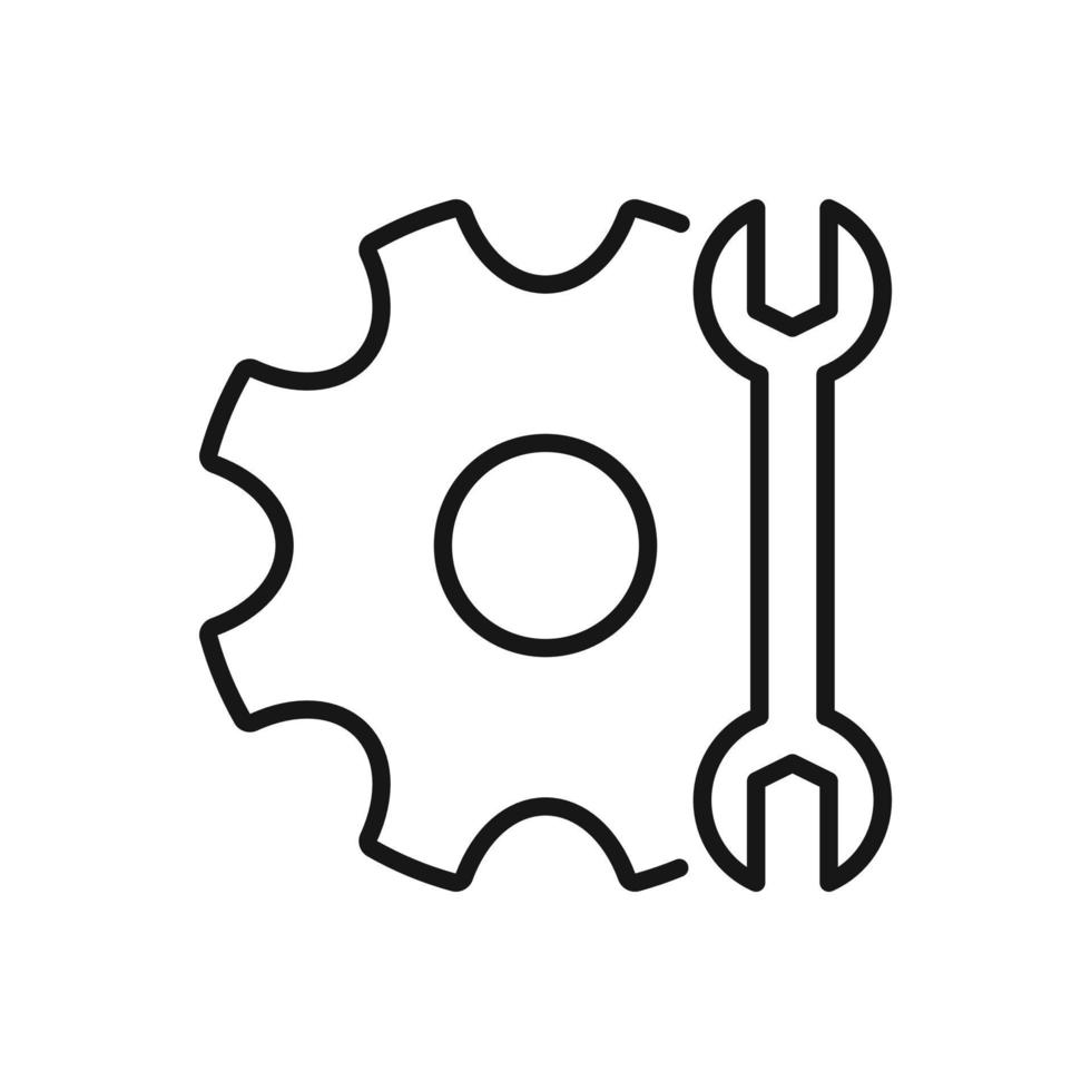 Editable Icon of Wrench and Cogwheel, Setup or Settings Icon, Vector illustration isolated on white background. using for Presentation, website or mobile app