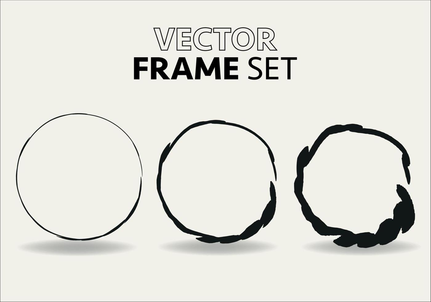 Hand drawn circles sketch frame vector set. Rounds scribble line circles. Vector illustrations.