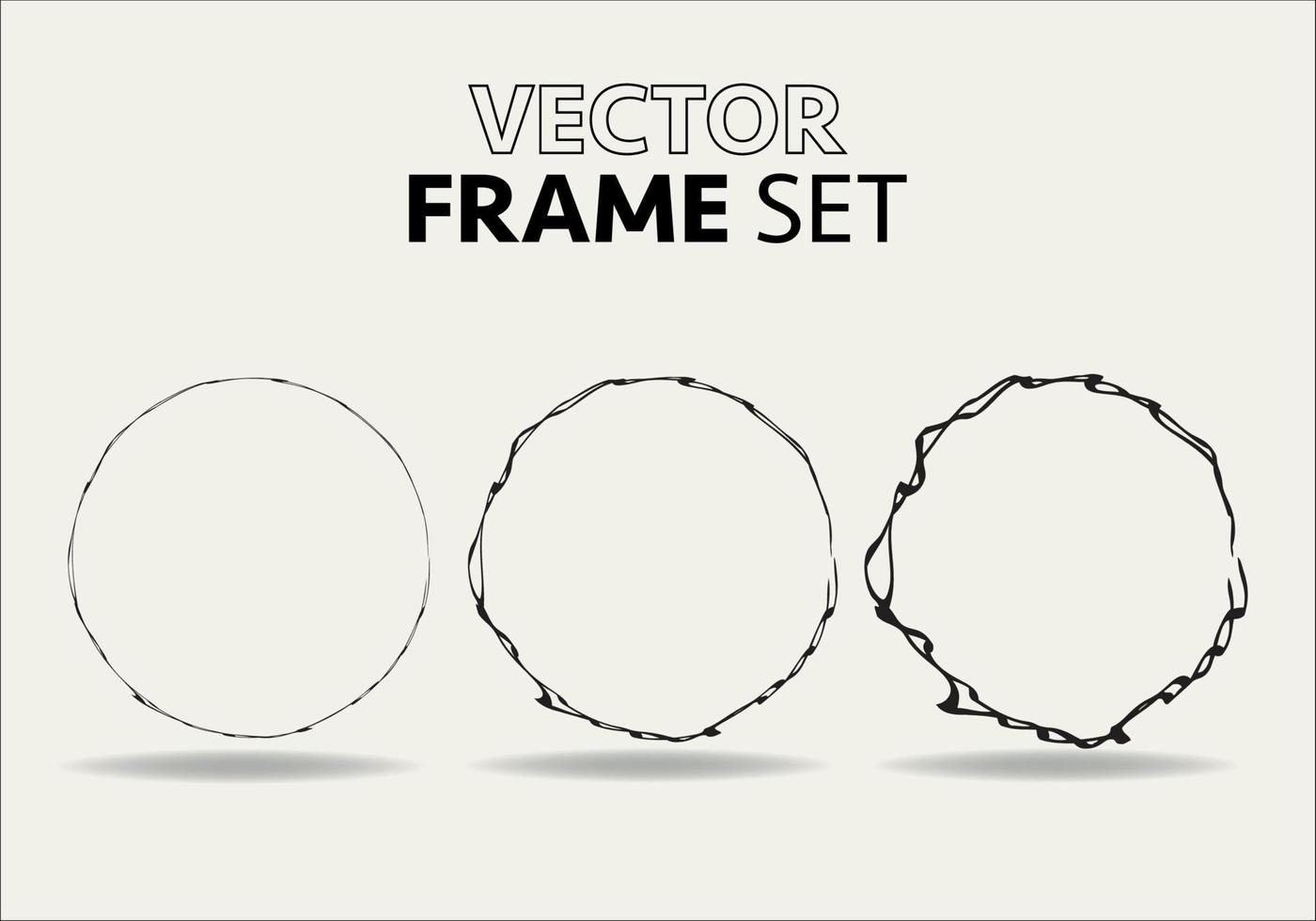 Hand drawn circles sketch frame vector set. Rounds scribble line circles. Vector illustrations.