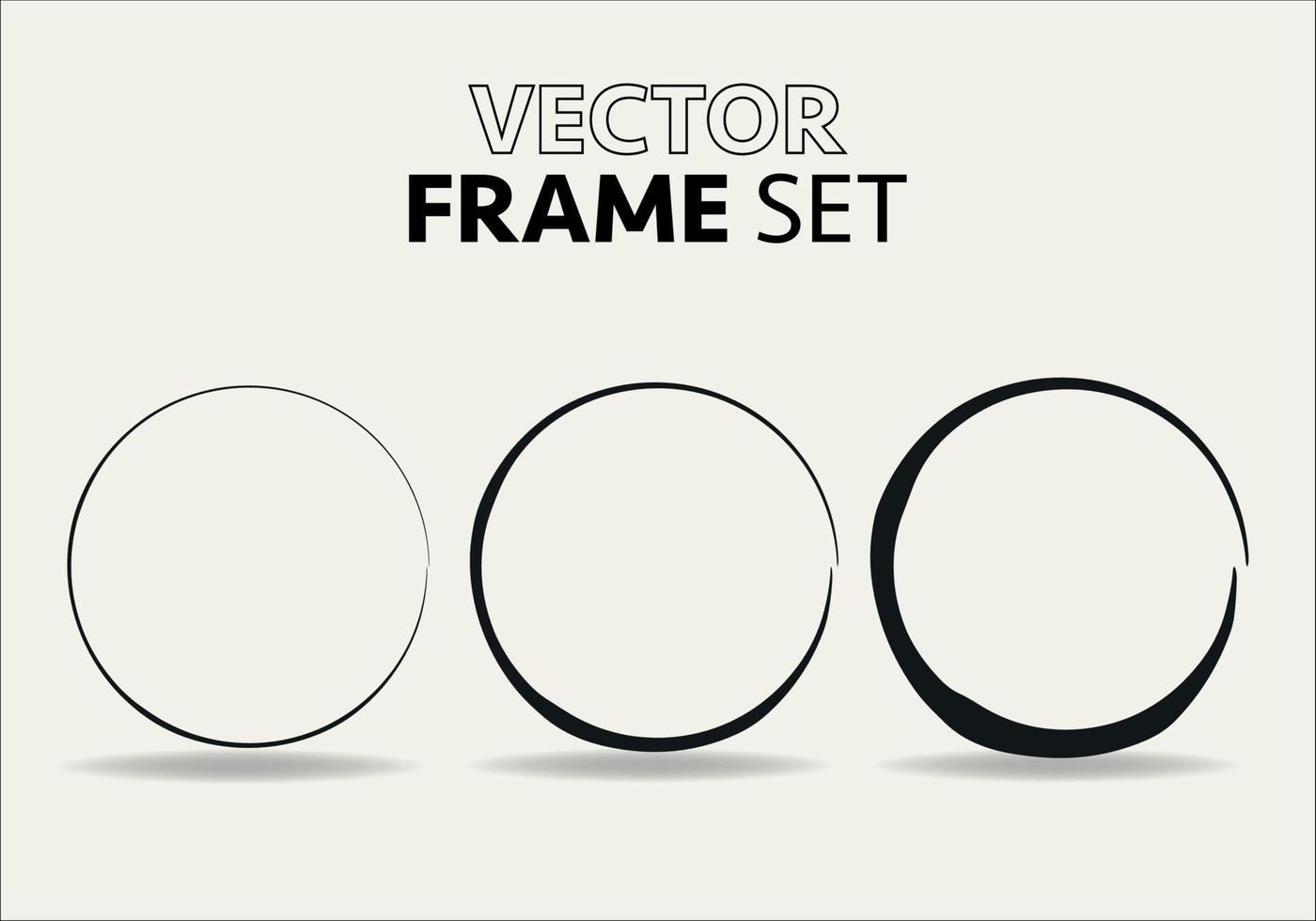 Hand drawn circles sketch frame vector set. Rounds scribble line circles. Vector illustrations.