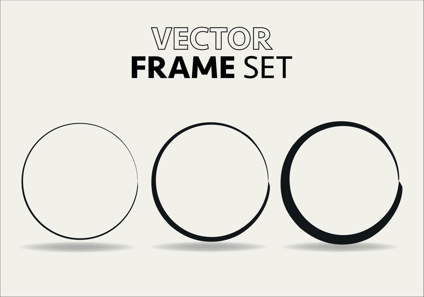 Hand drawn circles sketch frame vector set. Rounds scribble line circles. Vector illustrations.