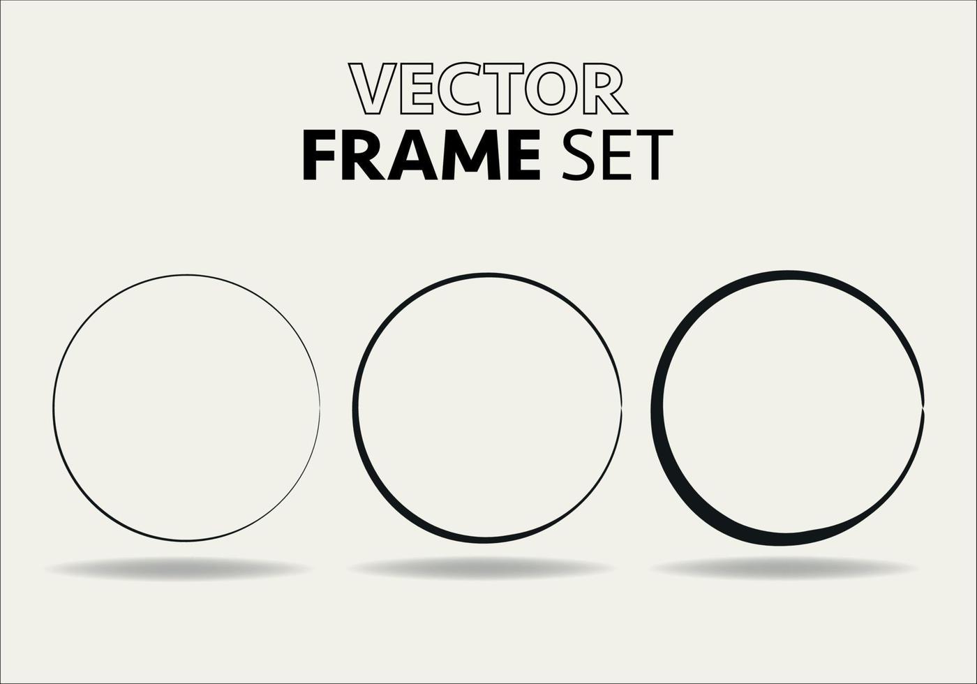 Hand drawn circles sketch frame vector set. Rounds scribble line circles. Vector illustrations.