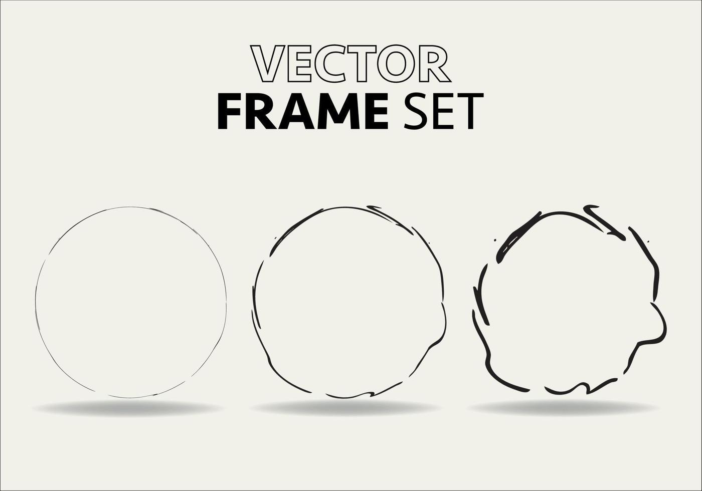 Hand drawn circles sketch frame vector set. Rounds scribble line circles. Vector illustrations.