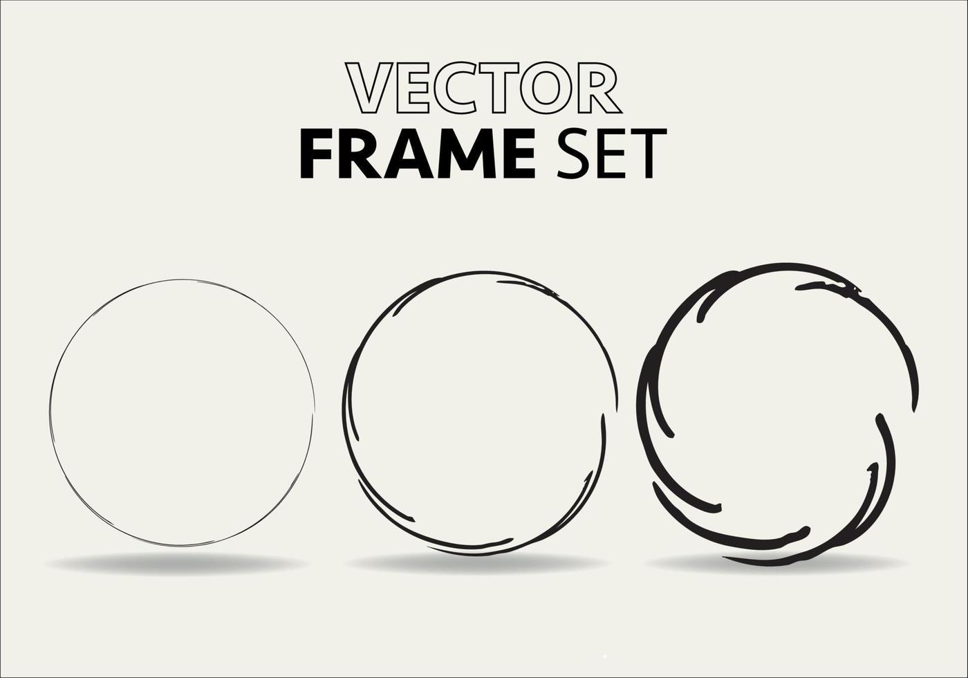 Hand drawn circles sketch frame vector set. Rounds scribble line circles. Vector illustrations.