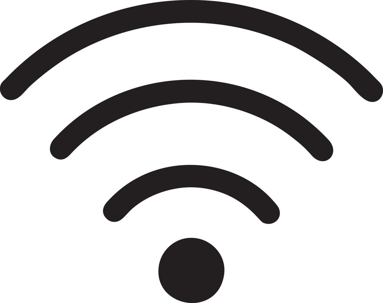 Signal communication information connection wireless icon symbol vector image, illustration of the network wifi in black image. EPS 10