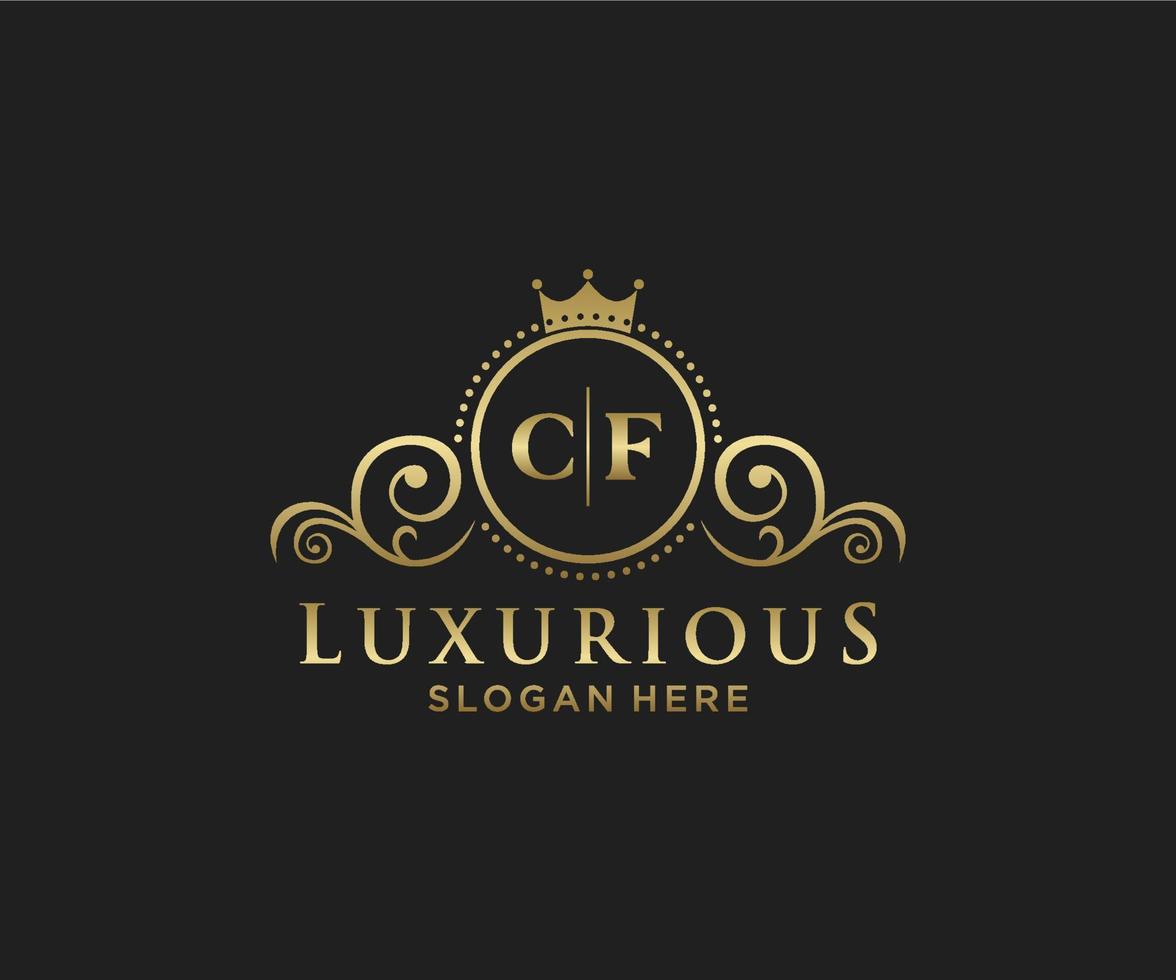 Initial CF Letter Royal Luxury Logo template in vector art for Restaurant, Royalty, Boutique, Cafe, Hotel, Heraldic, Jewelry, Fashion and other vector illustration.