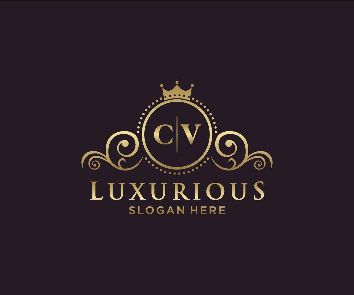 Initial CV Letter Royal Luxury Logo template in vector art for Restaurant, Royalty, Boutique, Cafe, Hotel, Heraldic, Jewelry, Fashion and other vector illustration.