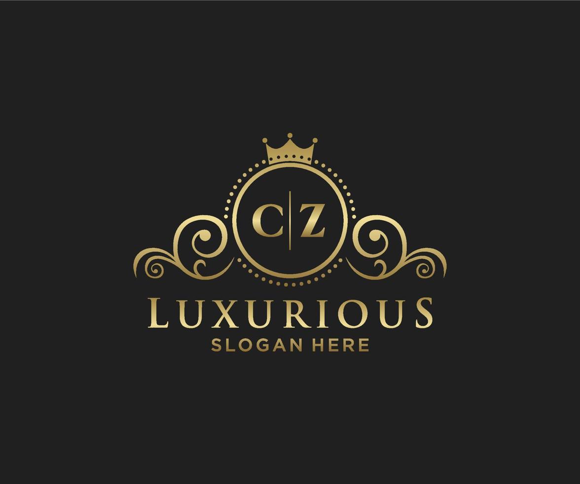 Initial CZ Letter Royal Luxury Logo template in vector art for Restaurant, Royalty, Boutique, Cafe, Hotel, Heraldic, Jewelry, Fashion and other vector illustration.