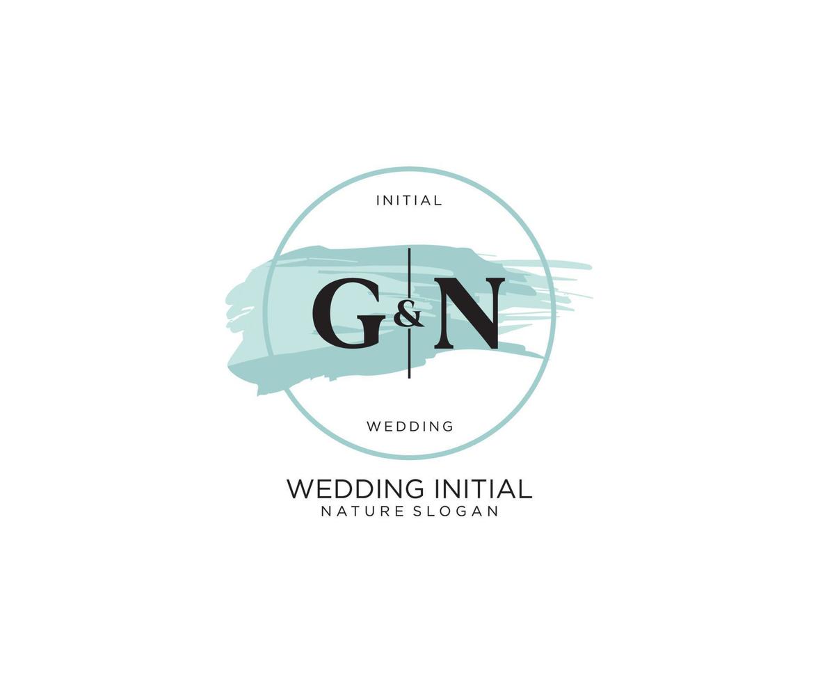 Initial GN Letter Beauty vector initial logo, handwriting logo of initial signature, wedding, fashion, jewerly, boutique, floral and botanical with creative template for any company or business.