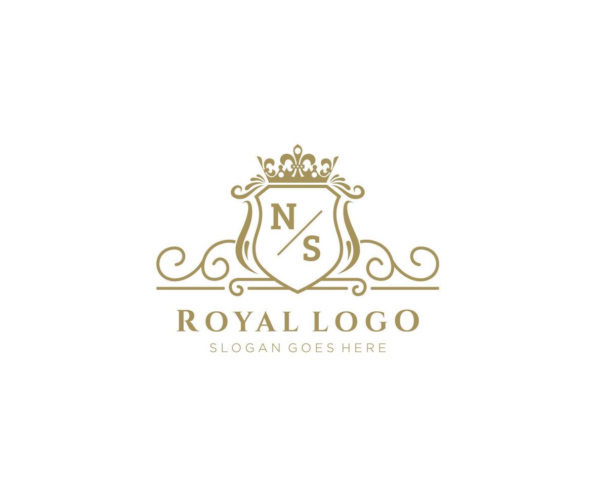 Initial NS Letter Luxurious Brand Logo Template, for Restaurant, Royalty, Boutique, Cafe, Hotel, Heraldic, Jewelry, Fashion and other vector illustration.