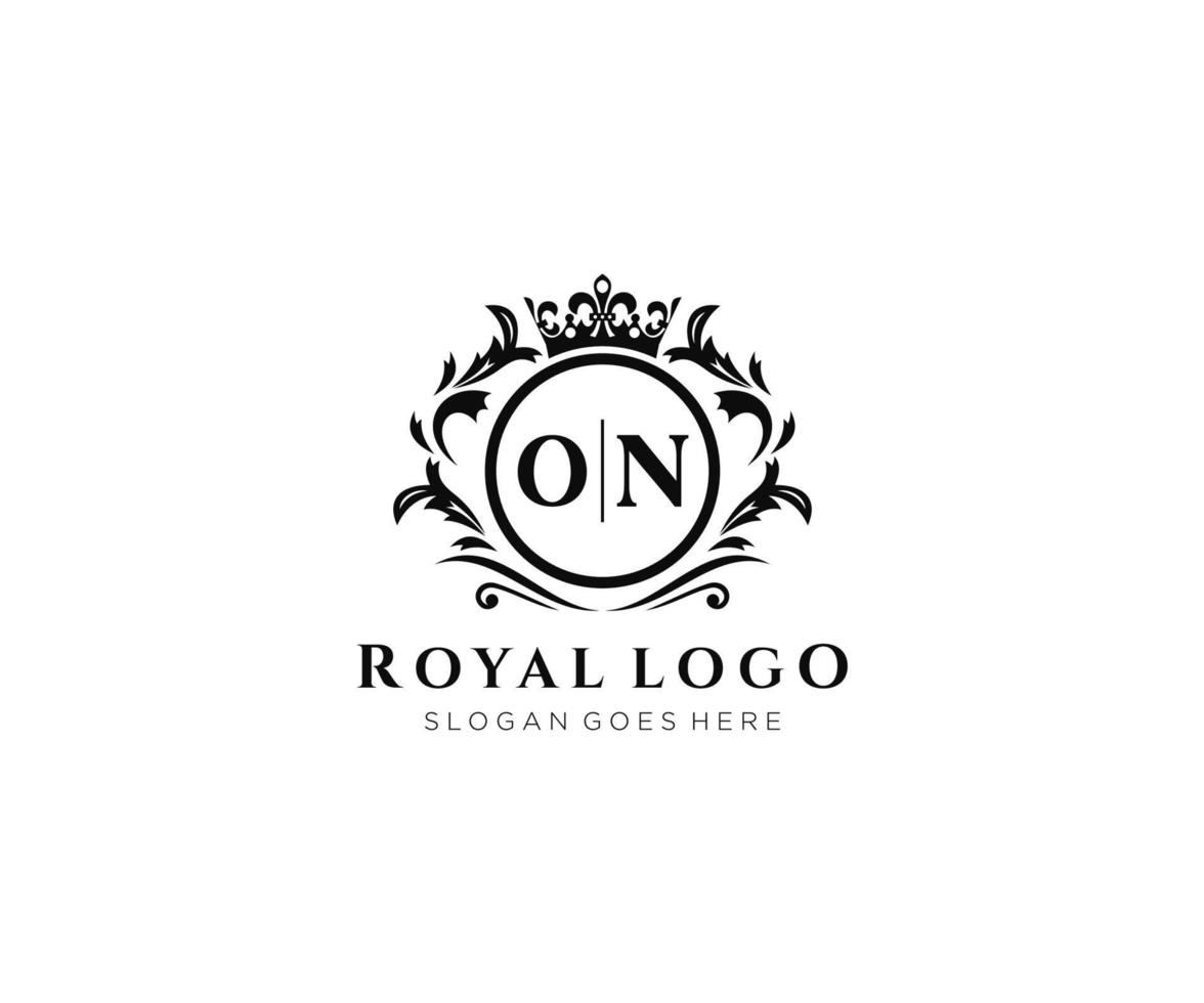 Initial ON Letter Luxurious Brand Logo Template, for Restaurant, Royalty, Boutique, Cafe, Hotel, Heraldic, Jewelry, Fashion and other vector illustration.