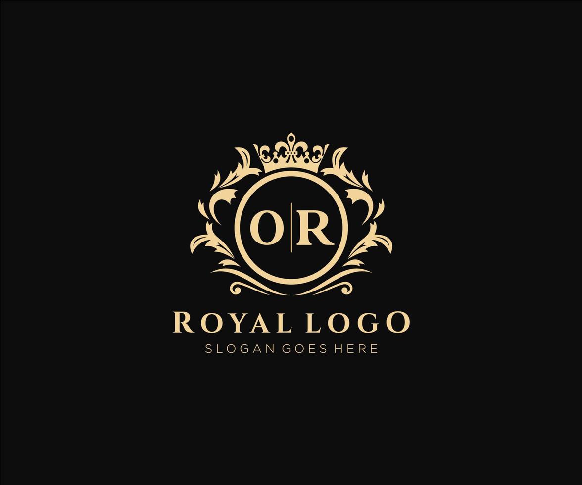 Initial OR Letter Luxurious Brand Logo Template, for Restaurant, Royalty, Boutique, Cafe, Hotel, Heraldic, Jewelry, Fashion and other vector illustration.