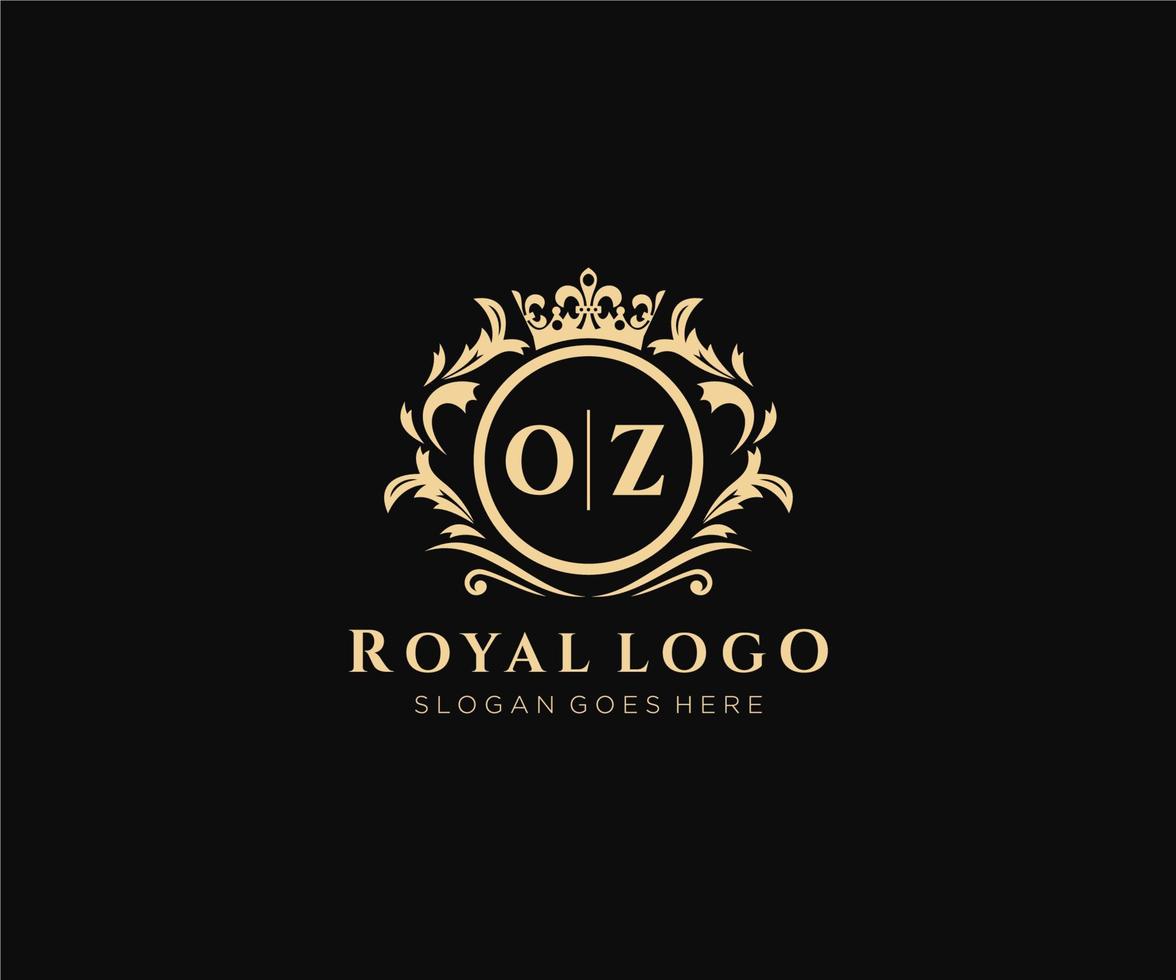 Initial OZ Letter Luxurious Brand Logo Template, for Restaurant, Royalty, Boutique, Cafe, Hotel, Heraldic, Jewelry, Fashion and other vector illustration.