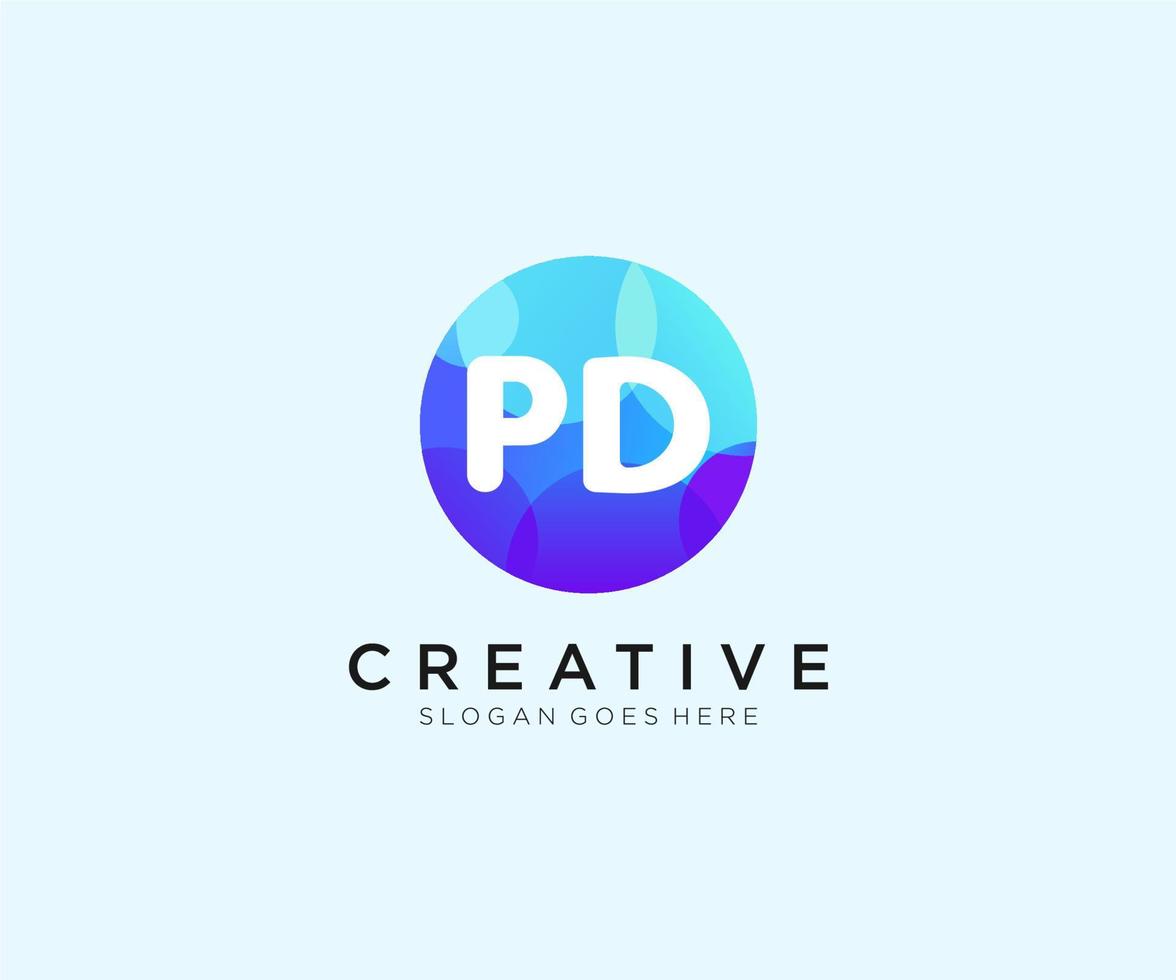 PD initial logo With Colorful Circle template vector. vector