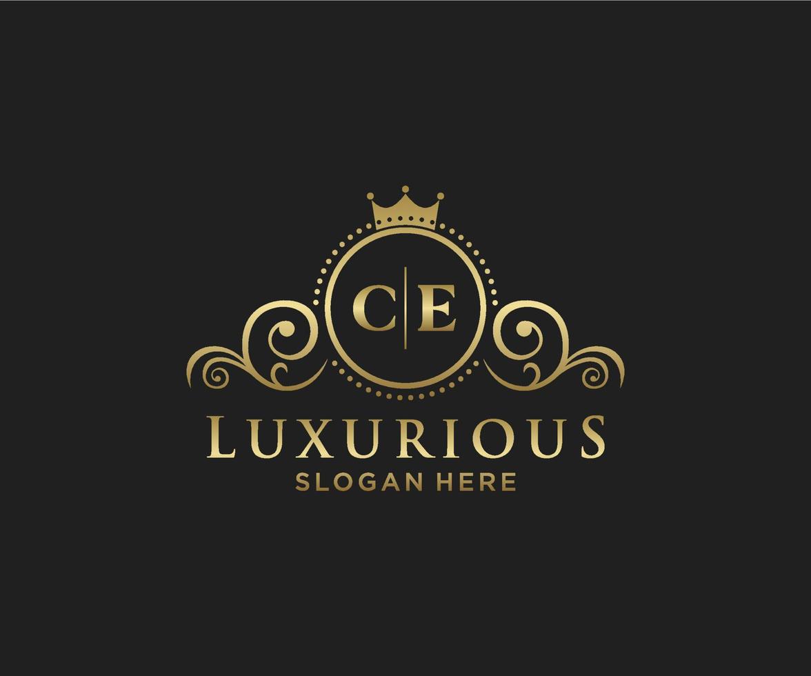 Initial CE Letter Royal Luxury Logo template in vector art for Restaurant, Royalty, Boutique, Cafe, Hotel, Heraldic, Jewelry, Fashion and other vector illustration.