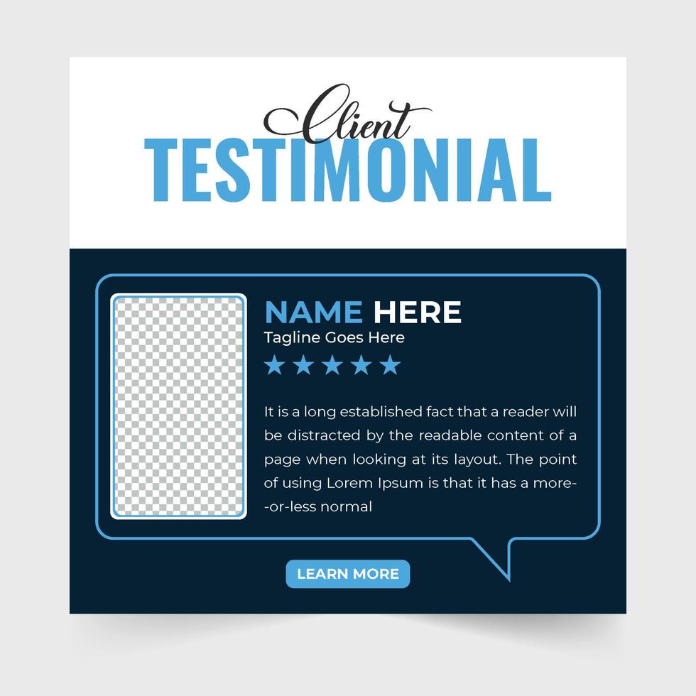 Client testimonial vector with yellow and red text effects. Customer feedback review template for business or website. Customer service feedback or testimonial layout design on a dark background.