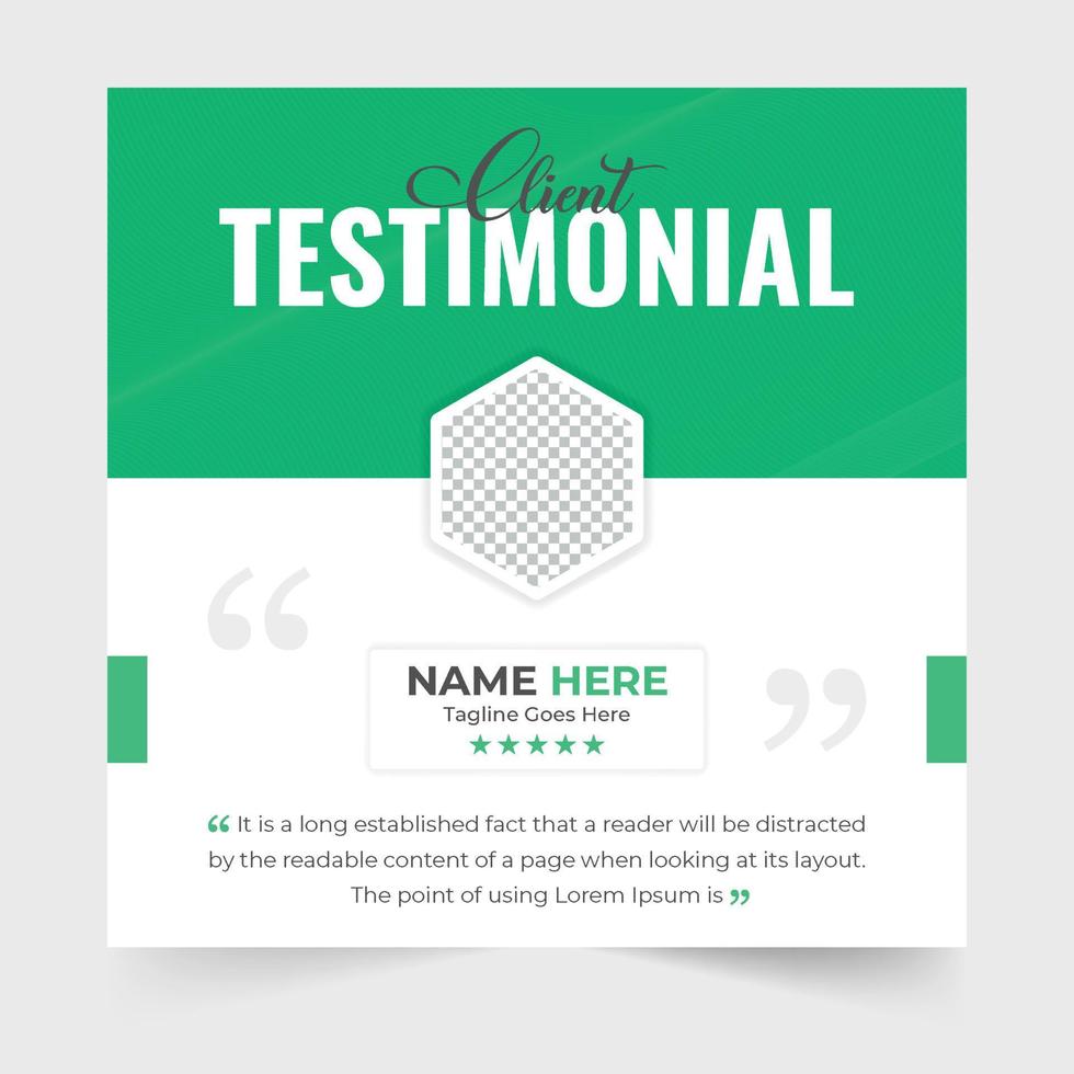 Business client review testimonial with quote section. Customer feedback review or testimonial template. Customer service feedback and work review layout. Client testimonials with photo placeholders. vector