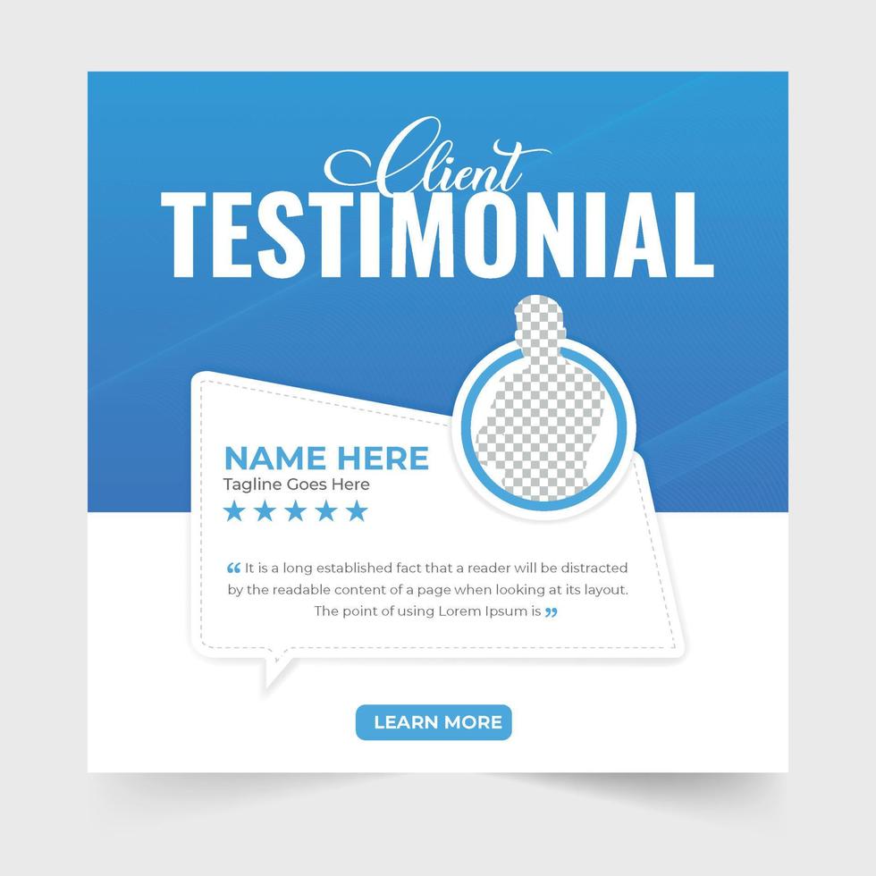 Client testimonials testimonial template vector with blue and green colors. Customer feedback template design with star ratings. Customer feedback review or testimonial layout vector.