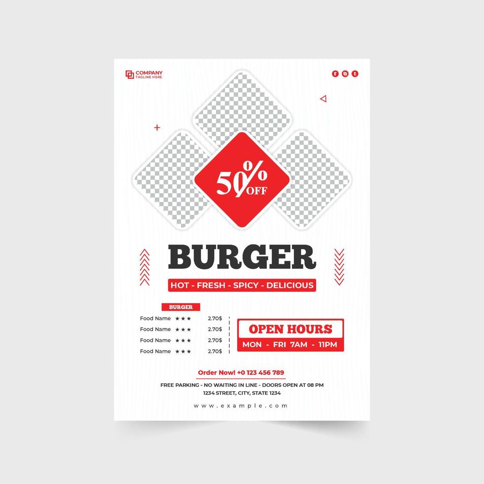 delicioso comida menú descuento volantes diseño para marketing. restaurante anuncio póster modelo vector en oscuro antecedentes. especial comida menú volantes decoración con rojo y amarillo colores.