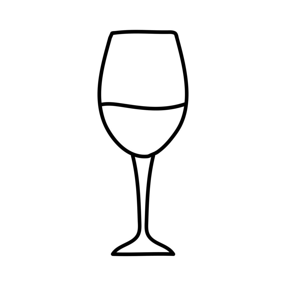 Wine glass hand drawn outline doodle icon. Vector sketch illustration of wine glass for print, web, mobile and infographics isolated on white background. Vector illustration