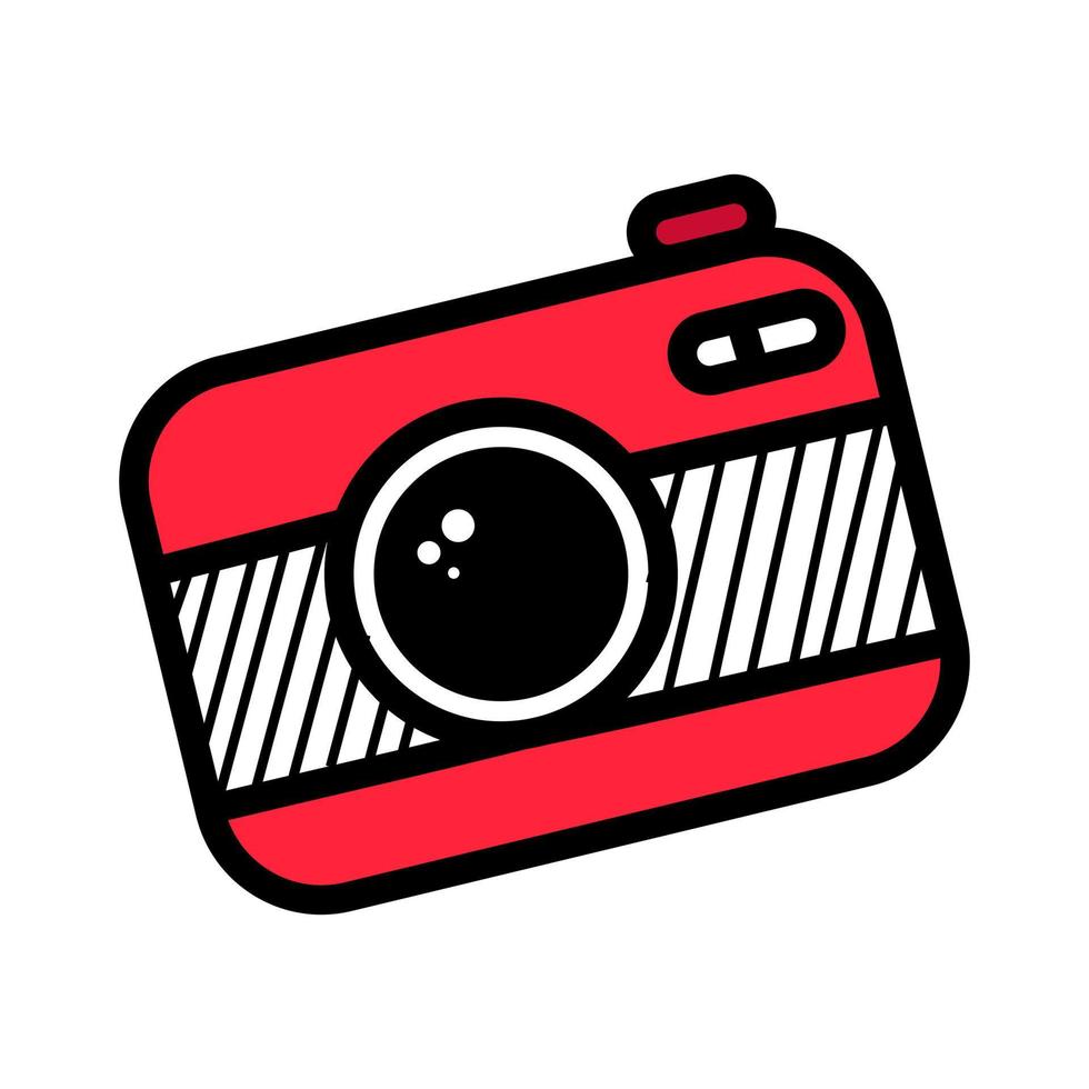 Hand draw Photo Camera Line Illustration. Vector clip art in Simple Doodle Style camera Icon. Silhouette of Vintage camera Isolated on White Background. Vector illustration