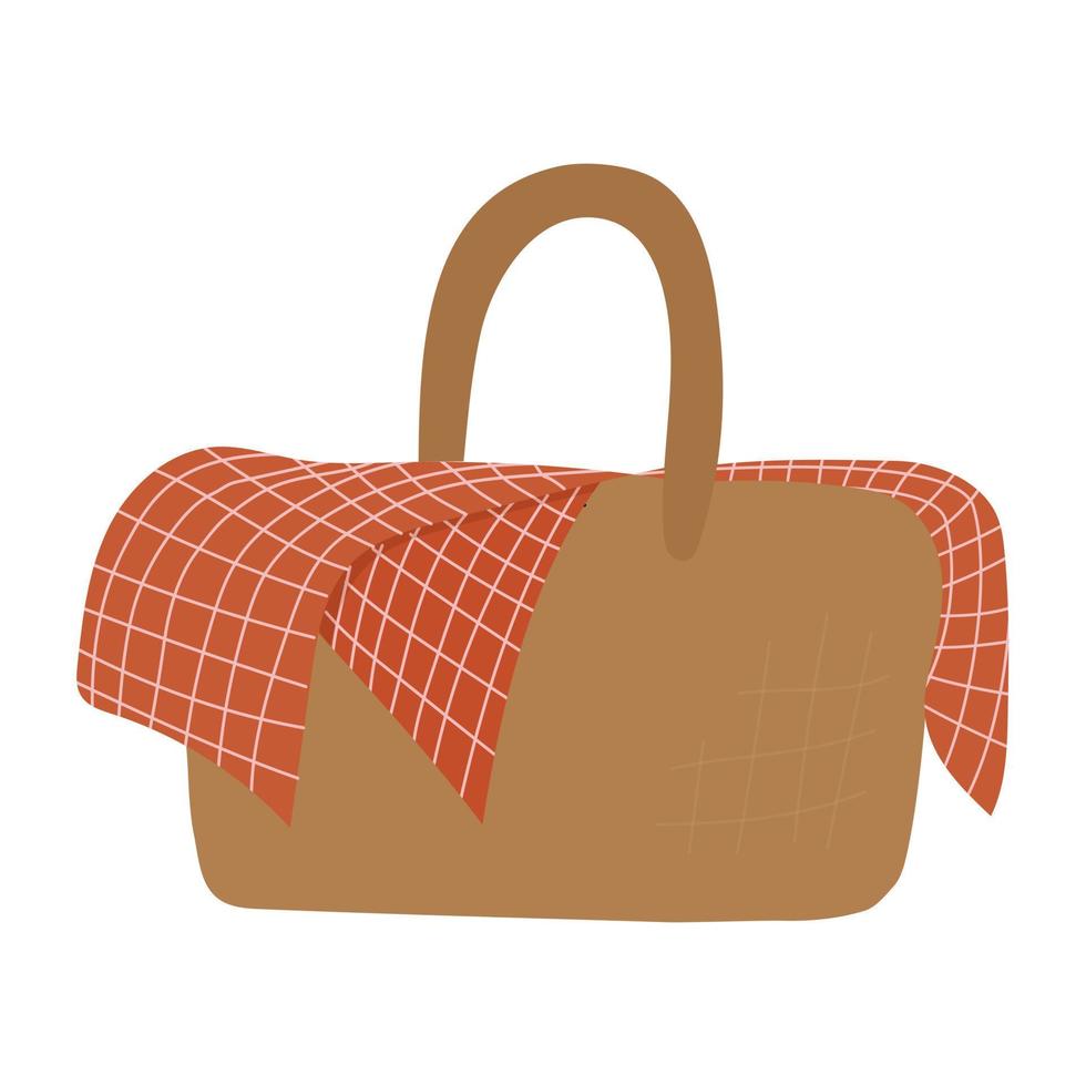picnic basket doodle icon, vector illustration. Vector illustration
