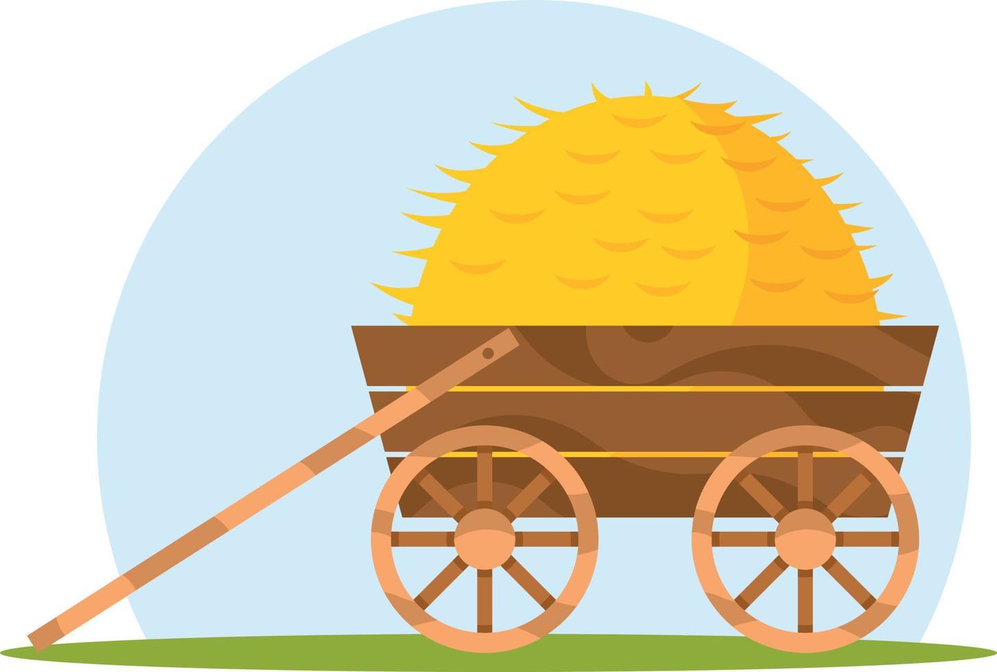 Vector Image Of A Wooden Cart With Hay