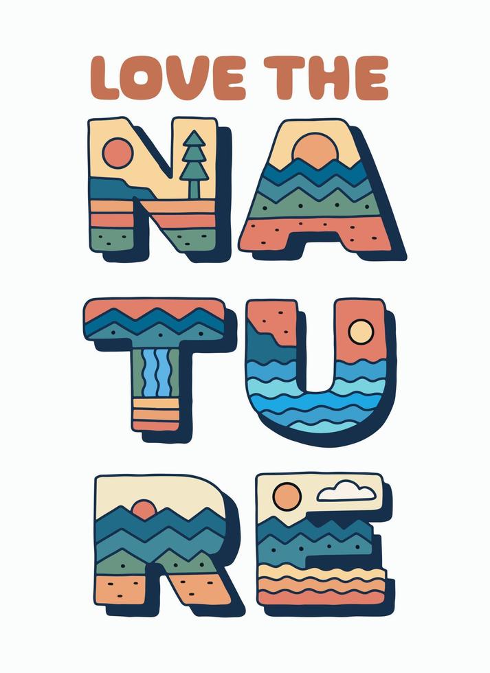 Love the nature letter vector with nature outdoor design inside