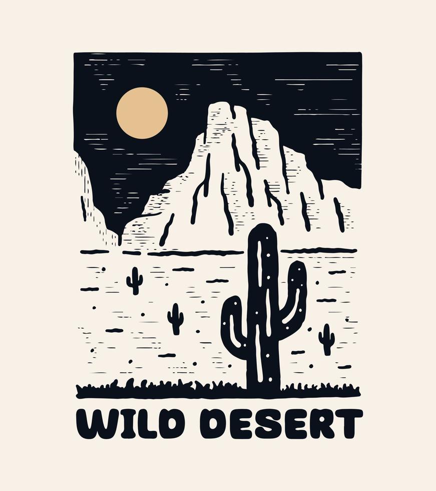 salvaje Desierto aventuras Clásico gráfico impresión diseño para t camisa. cactus salvaje obra de arte diseño. vector