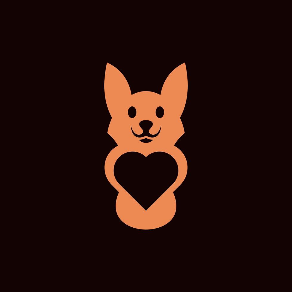 Fox cute animal with love modern creative logo vector