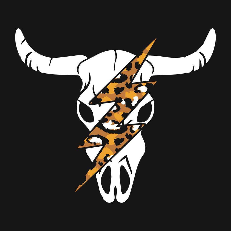 vaca Longhorn cráneo vector camiseta