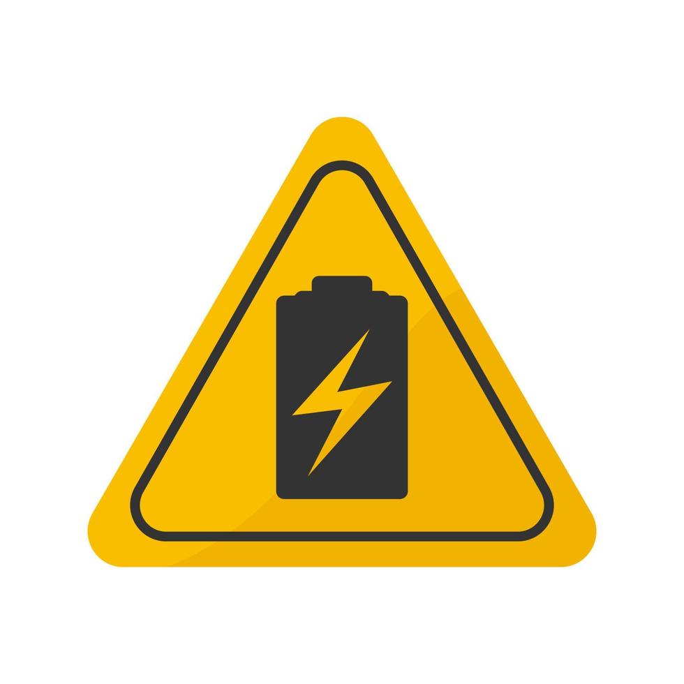 Illustration of an isolated danger signal icon with a battery vector