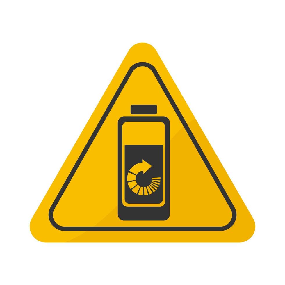 Illustration of an isolated danger signal icon with a battery vector
