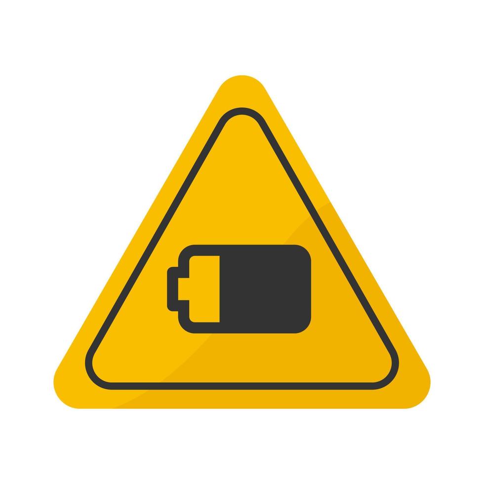 Illustration of an isolated danger signal icon with a battery vector