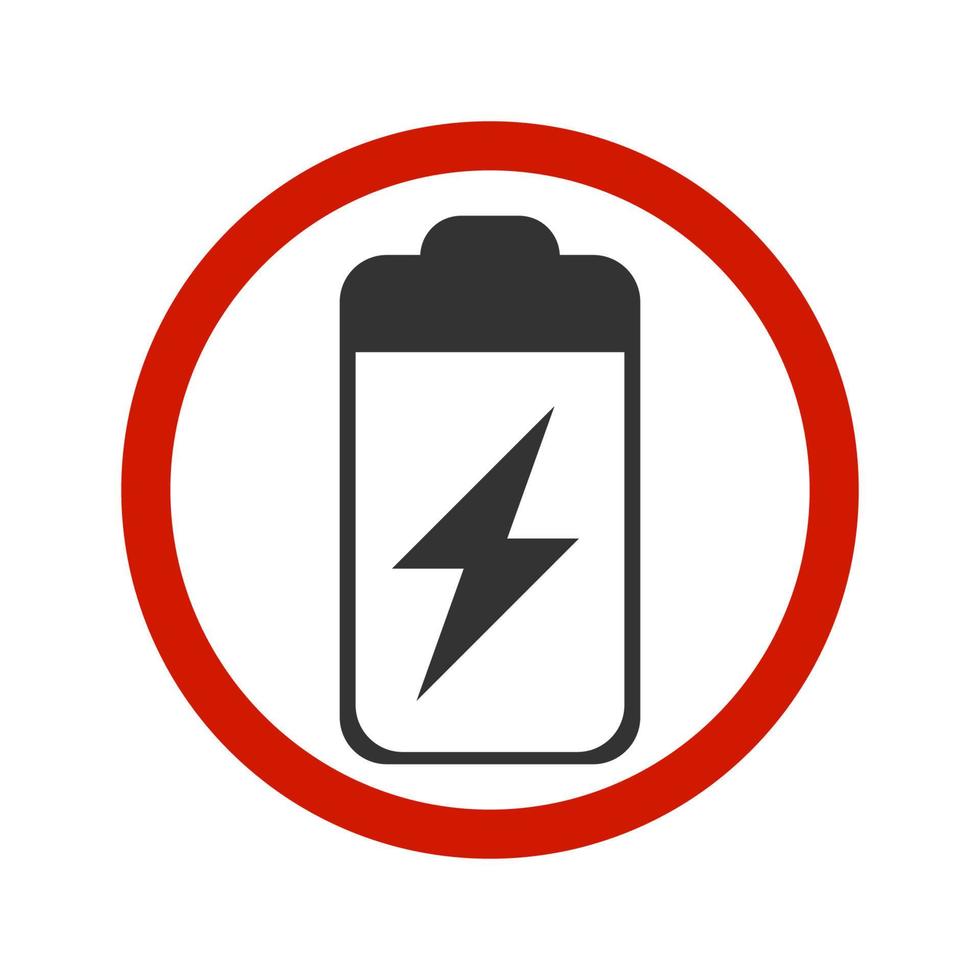 No battery icon or logo. Forbidden, using battery is not allowed.vector