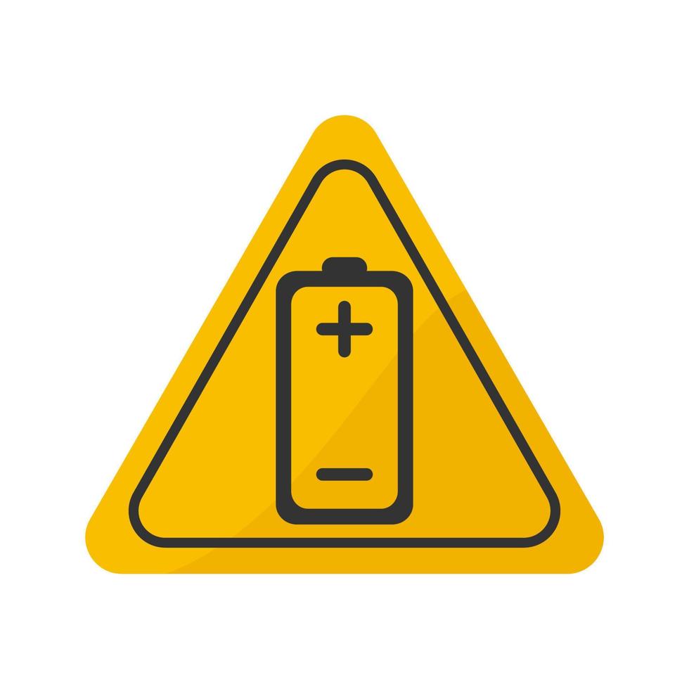 Illustration of an isolated danger signal icon with a battery vector